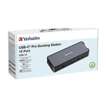 Notebook Dokovací stanice Verbatim, USB-C Pro, 15-port, 2x HDMI, RJ45, microSD, 2x USB-A 3.0, USB-C (32171)