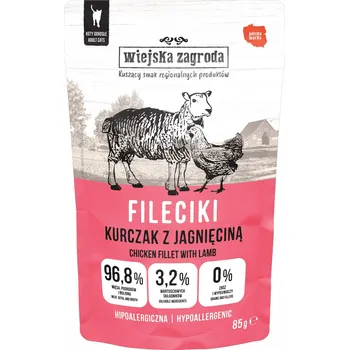 Krmivo pro kočku Wiejska Zagroda Krmivo mokrá pro kočky Filety Kuře s jehněčím 85g