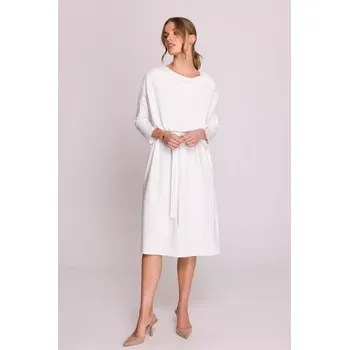 Dámské šaty S403 Úpletové šaty nadměrné velikosti - ecru barva EU 2XL/3XL