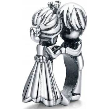 Přívěsek Přívěsek STŘÍBRO 925 Charms Korálek Svatební Tanec Pár Novomanželé Zamilovaní