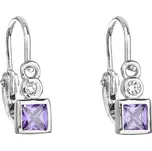 EVOLUTION GROUP CZ Stříbrné dětské náušnice čtverce, fialové zirkony - 11172.3