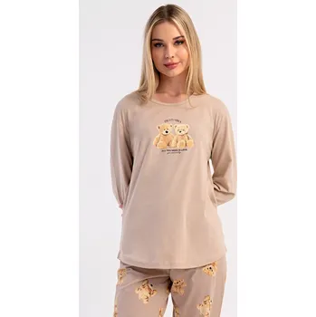 Pánská móda Dámské pyžamo dlouhé Monika béžová L