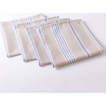 Utěrka Blancheporte Sada 4 pruhovaných látkových ubrousků režná/modrá