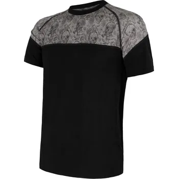 cyklistický dres Pánské triko kr.rukáv SENSOR MERINO IMPRESS černá/skulls L