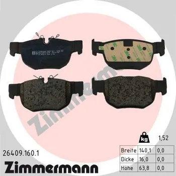 Brzdová destička Sada brzdových destiček, kotoučová brzda ZIMMERMANN 26409.160.1