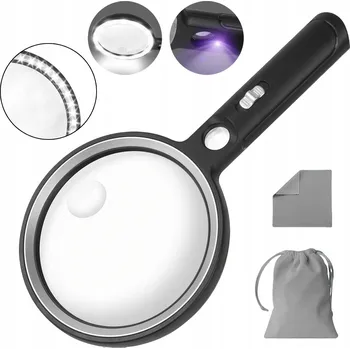 Lupa PROFESIONÁLNÍ LUPA NA ČTENÍ S LED PODSVÍCENÍM, VELKÁ SKLO ZVĚTŠOVACÍ