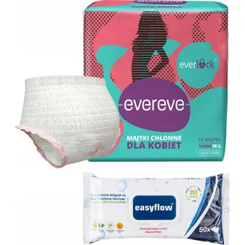 Inkontinenční kalhotky ABSORPČNÍ KALHOTKY PRO ŽENY EVEREVE 10 KS VEL. M-L + VLHČENÉ UBROUSKY 50 KS