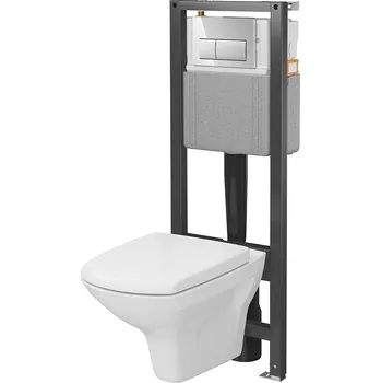 WC sada CERSANIT CROMO NEW 40 mechanická podomítková sada, miska, deska, chromované tlačítko S4012-001