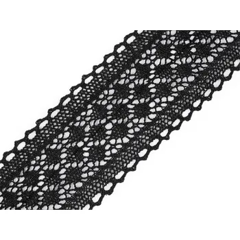 Krajka Krajka / vsadka paličkovaná šíře 70 mm, barva 3 černá