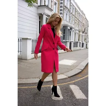 Dámský kabát M758 Kabát na knoflíky - fuchsiový EU S