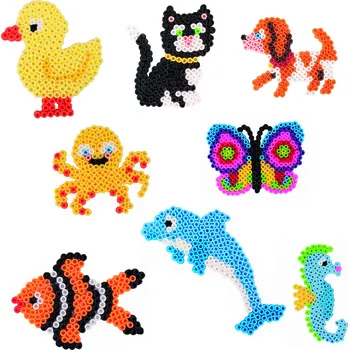 Dětské navlékací korálky Destičky pro zažehlovací korálky 8 ks, zvířátka
