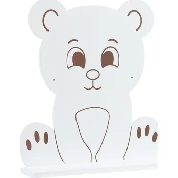 police Nástěnná police pro děti ve tvaru medvídka, bílá