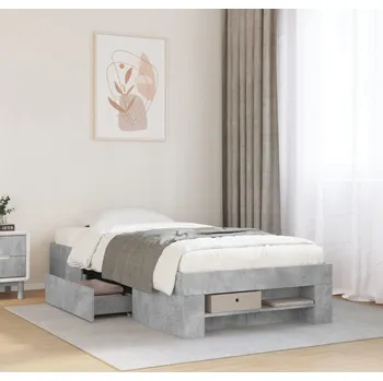 Postel vidaXL Rám postele bez matrace 90 x 190 cm kompozitní dřevo [3295523] Barva: Betonová šedá