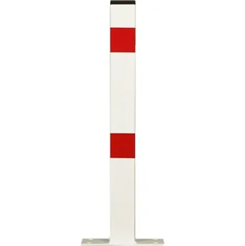 Plotový sloupek Bílo-červený ocelový parkovací sloupek (hranatý profil) - výška 60 cm - 89876637