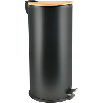 Odpadkový koš Odpadkový koš Spirella, nerezová ocel, bambus, 30 l, černý