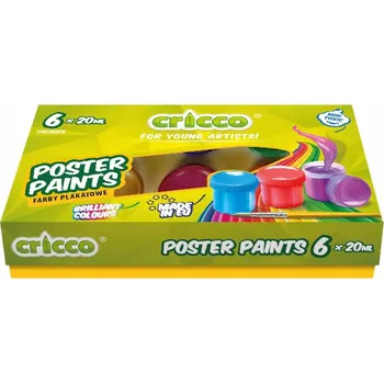 Vodová barva CRICCO Plakátové barvy pro školy 20 ml, 6 barev