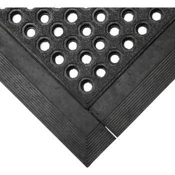 Rohožka Černá gumová protiúnavová protiskluzová olejivzdorná rohož Fatigue - délka 90 cm, šířka 90 cm, výška 1,8 cm - 80000506