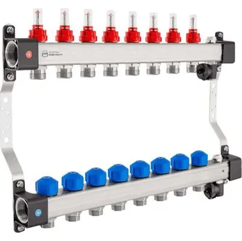 Skříň rozdělovače KAN-therm Rozdělovač podlahový InoxFlow s automatickým odvzdušněním UFST 8V nerez, pro 8 okruhů, 362 × 490 × 84 mm, 1316157083
