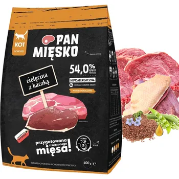 Krmivo pro kočku Pan Mięsko Krmivo pro pro kočky Telecí s kachnou (dospělé) křupky M 400g
