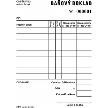 Akord daňový doklad A6, blok 2 x 50 L, samopropisovací