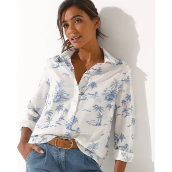 Dámská košile Košile s dlouhými rukávy, s potiskem bílá/modrá 52
