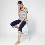 Pyžamo s krátkými rukávy a 3/4 kalhotami nám.modrá/bílá 52