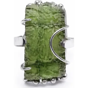 Prsten Stříbrný prsten s vltavínem 2,4 cm x 1,4 cm