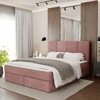 Postel Čalouněná dvoulůžková postel Mabeno 160x200 růžová