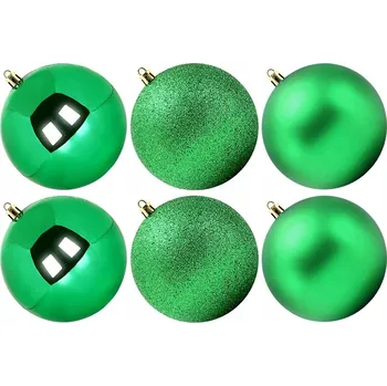 Vánoční dekorace Vánoční Baňky velké závěsné nerozbitné 10 cm zelené 6 Ks