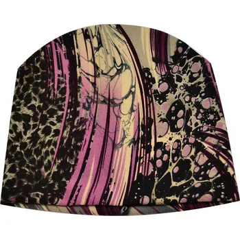 Čepice Čepice beanie - fialovo-hnědá s potiskem