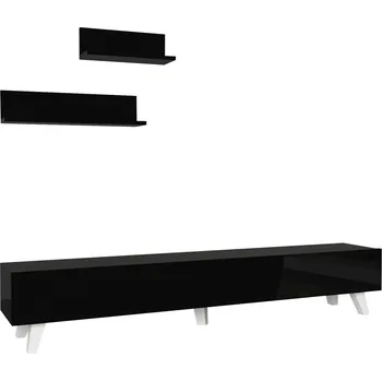 Televizní stolek TV stolek, sada 2 polic Saarijłrvi se 2 policemi, černý