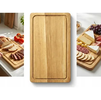 Kuchyňské prkénko Dřevěné prkénko na krájení s drážkou, masivní dubové, XL PREMIUM