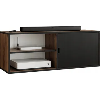 Televizní stolek TV stolek LUNA 2 černý úchyt, otevřený dub craft zlatý + černý