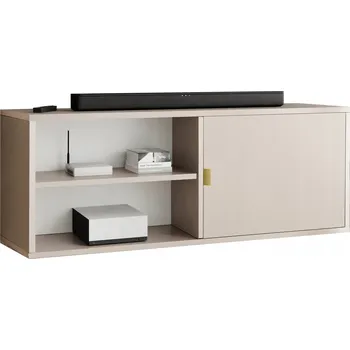 Televizní stolek TV stolek LUNA 2 zlaté úchyty, otevřený, kašmír