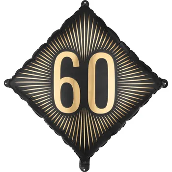 Balónek Černý fóliový balónek 60 se zlatým nápisem, 46×46 cm