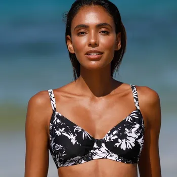 Dámské plavky Plavková vyztužená podprsenka s potiskem Tabika, s kosticemi potisk černá/bílá 80B