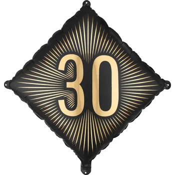 Balónek Černý foliový balónek 30 s růžově zlatým nápisem, 46 x 46 cm