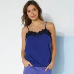 Top s krajkou a úzkými ramínky tmavě modrá/černá 38