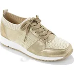 Šněrovací nazouvací tenisky z lesklého úpletu zlatá béžová 41