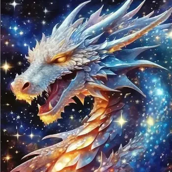 Diamantové malování Diamantové malování/HOMFUN - Třpytivý drak + třpytivé kamínky