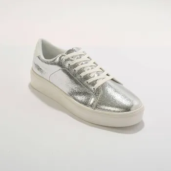 Dámská obuv Metalické tenisky s tkaničkami stříbřitá 40