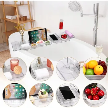 Drátěná police POLIČKA PODLOŽKA NA VANU 56-80CM NÁSTAVEC DO KOUPELNY ROZKLÁDACÍ STOLEK SPA