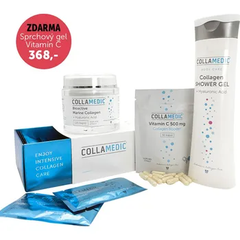 Collamedic set – kolagen nápoj 5000 mg, 30 ks + kapsle s kyselinou hyaluronovou, 120 ks + ZDARMA sprchový gel, 300 ml
