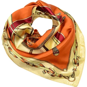 Šátek Fennysun Inc. Šátek saténový - béžovo-oranžový s potiskem