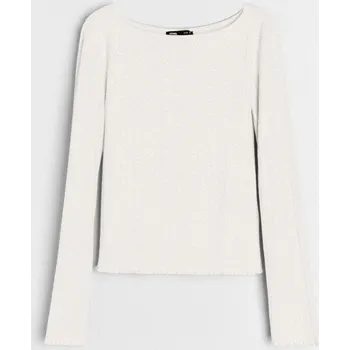 Dámské tričko Sinsay - Halenka s&nbsp;dlouhými rukávy - krémová - 478EU-01X - 478EU-01X-XS