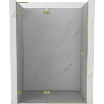 Mexen, Mexen Lunar L Otočné levé sprchové dveře 135 cm, transparentní, broušené zlaté - 834L-135-000-55-00-L