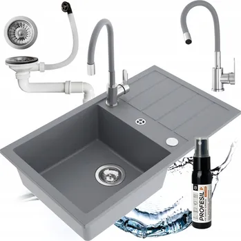 Granitový dřez Jednokomorový granitový dřez Miló Parot šedý