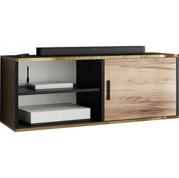 Televizní stolek TV stolek DIO 2 otevřený černý + dub craft zlatý se zlatou dýhou