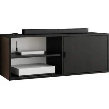 Televizní stolek TV stolek LUNA 2 černý, otevřená police, černé úchyty