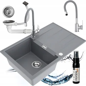 Granitový dřez Jednokomorový granitový dřez Miló Avangard, šedý